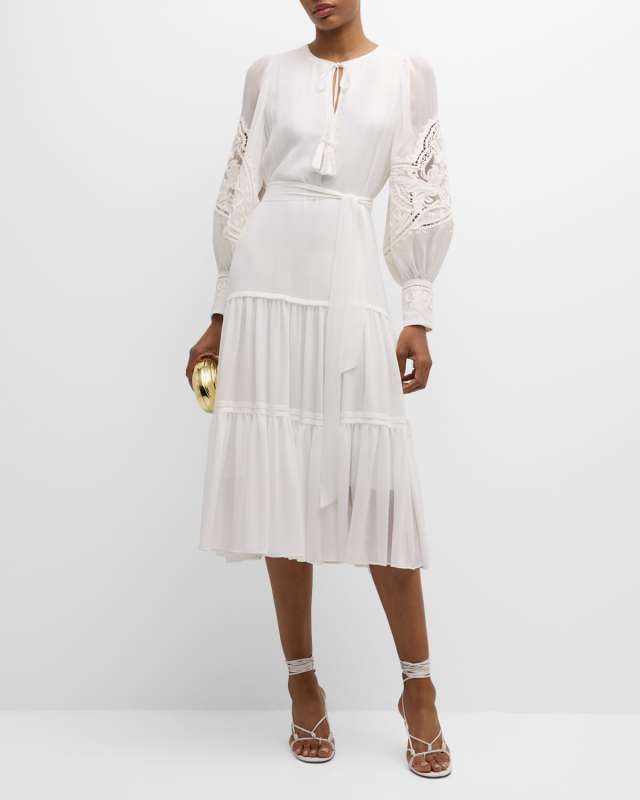 Mira Tiered Eyelet-Embroidered Midi Dress
