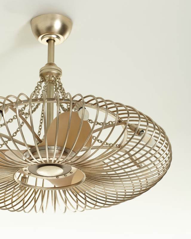 Ribbons of Silver 8-Light Pendant with Fan