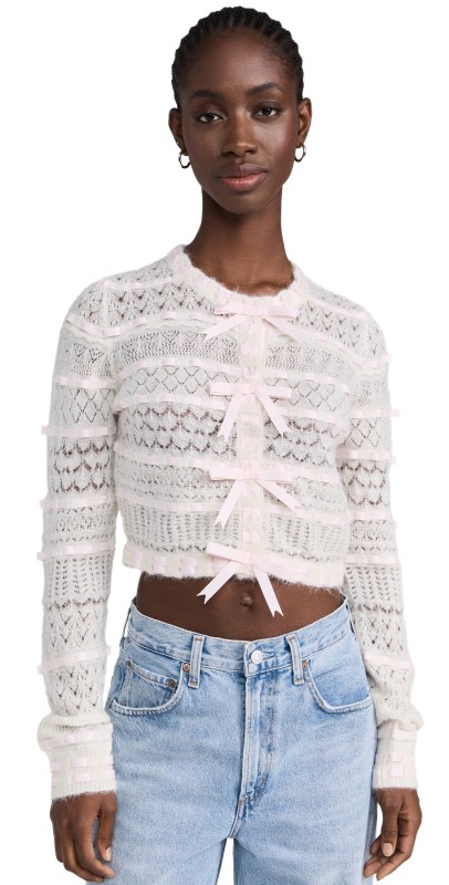 LoveShackFancy Roselline Cardigan Vanilla Rose