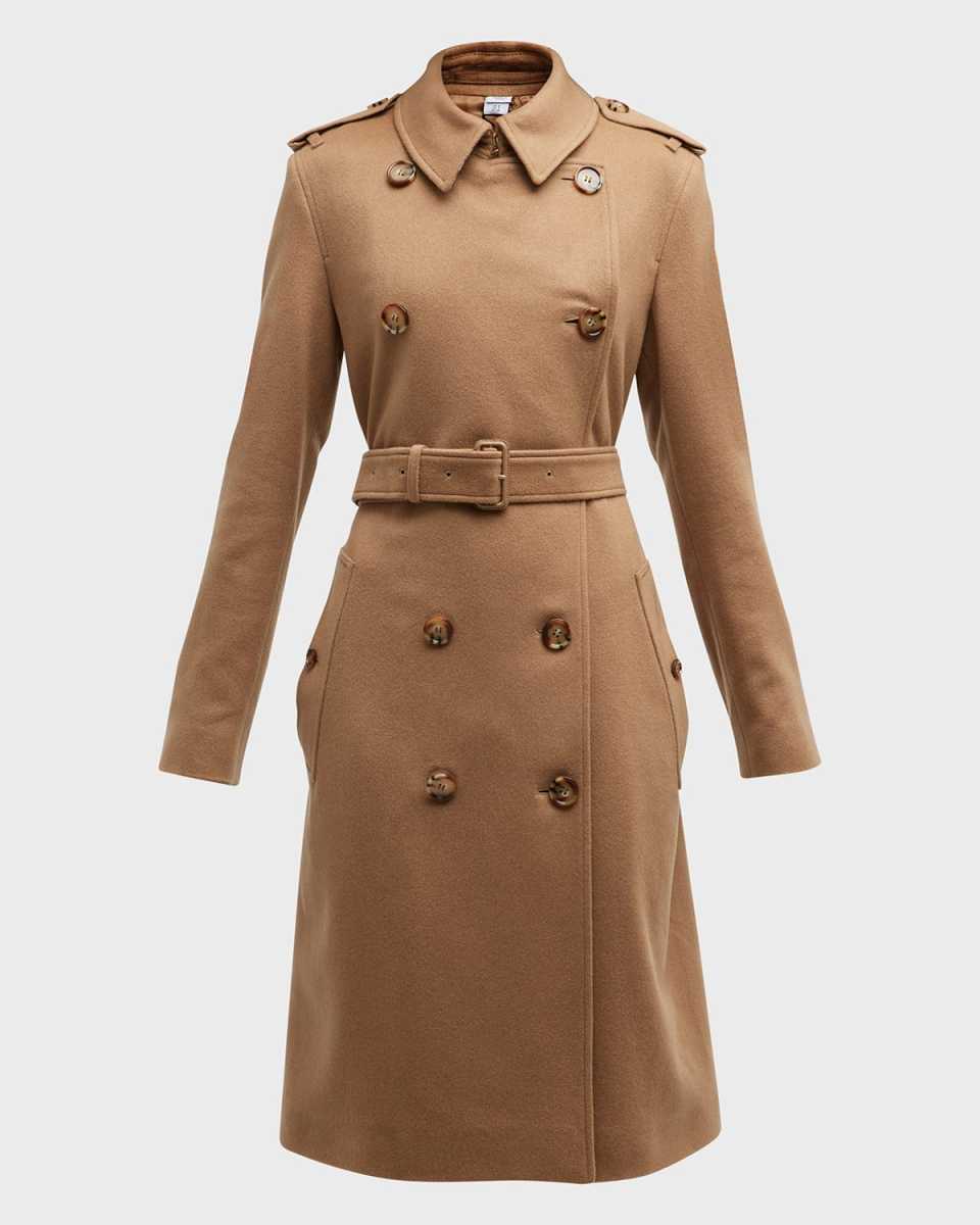 Kensington Double-Breasted Cashmere Trench Coat