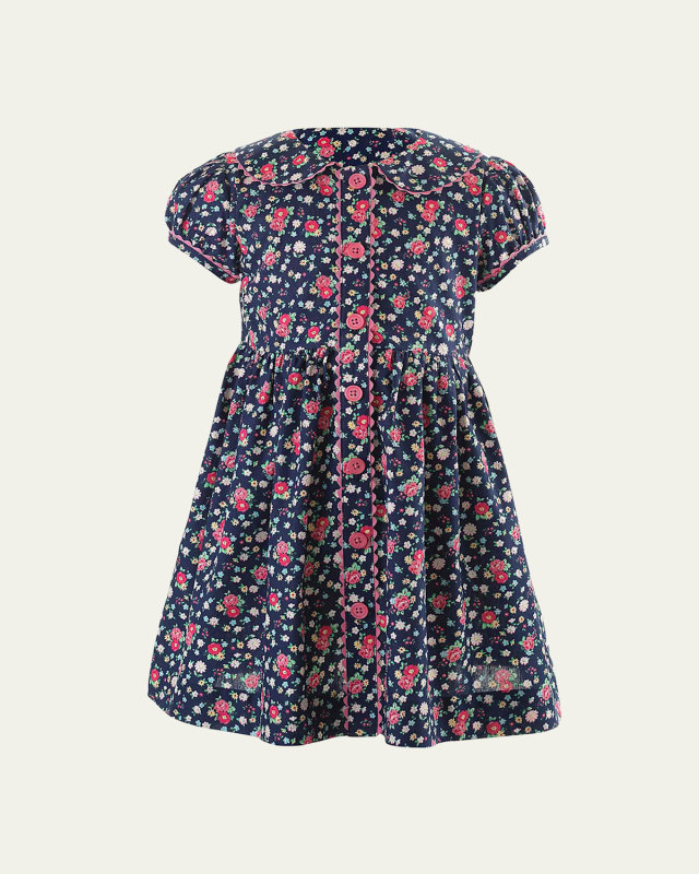 Girl's Floral-Button Down Dress, Size 2-