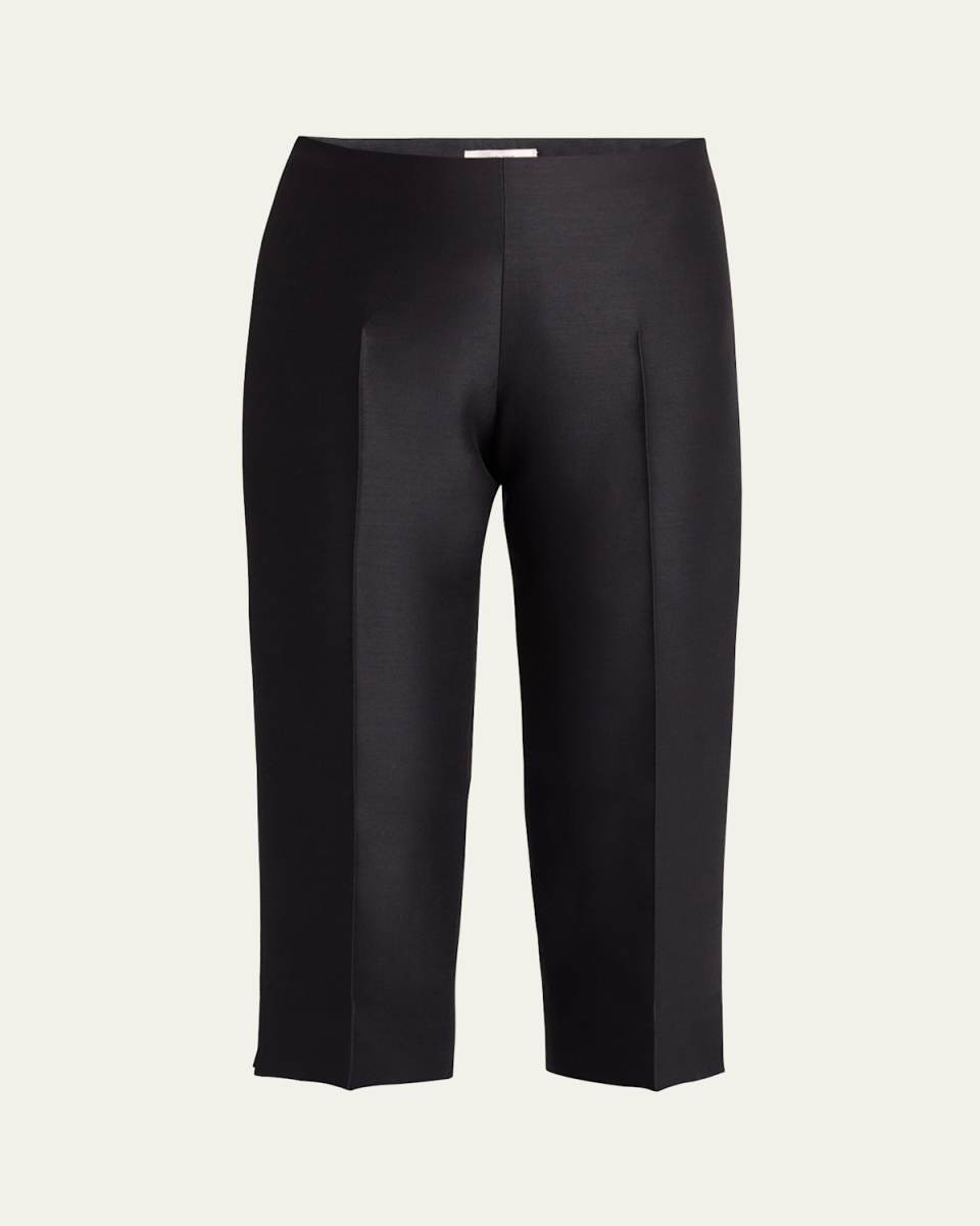 Adelie High-Rise Slit-Hem Capri Pants