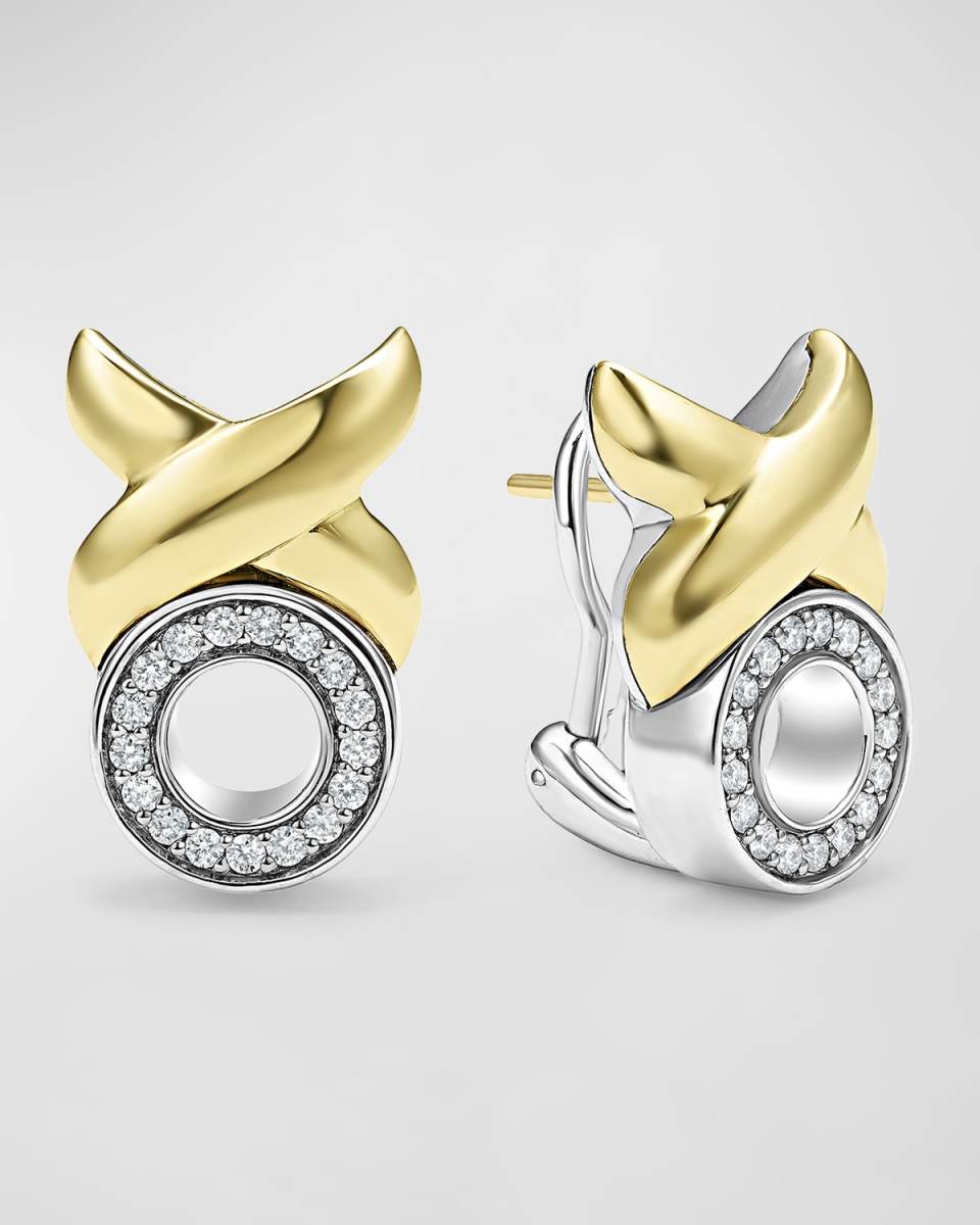 Sterling Silver and 18K Gold Large Post Omega Clip Earrings