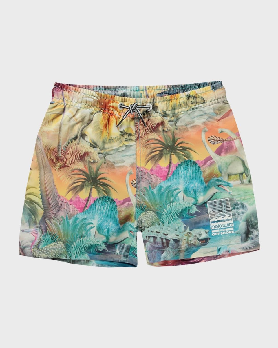 Boy's Niko Dino Paradis Swim Trunks, Size 3-6