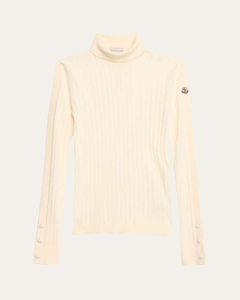 Wool Cashmere Blend Ribbed Turtleneck