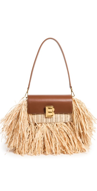 Brandon Blackwood Medium Nia Straw Bag Beige