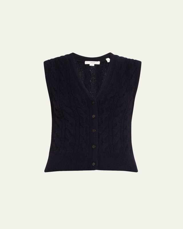 Wool and Cashmere Cable-Knit Vest