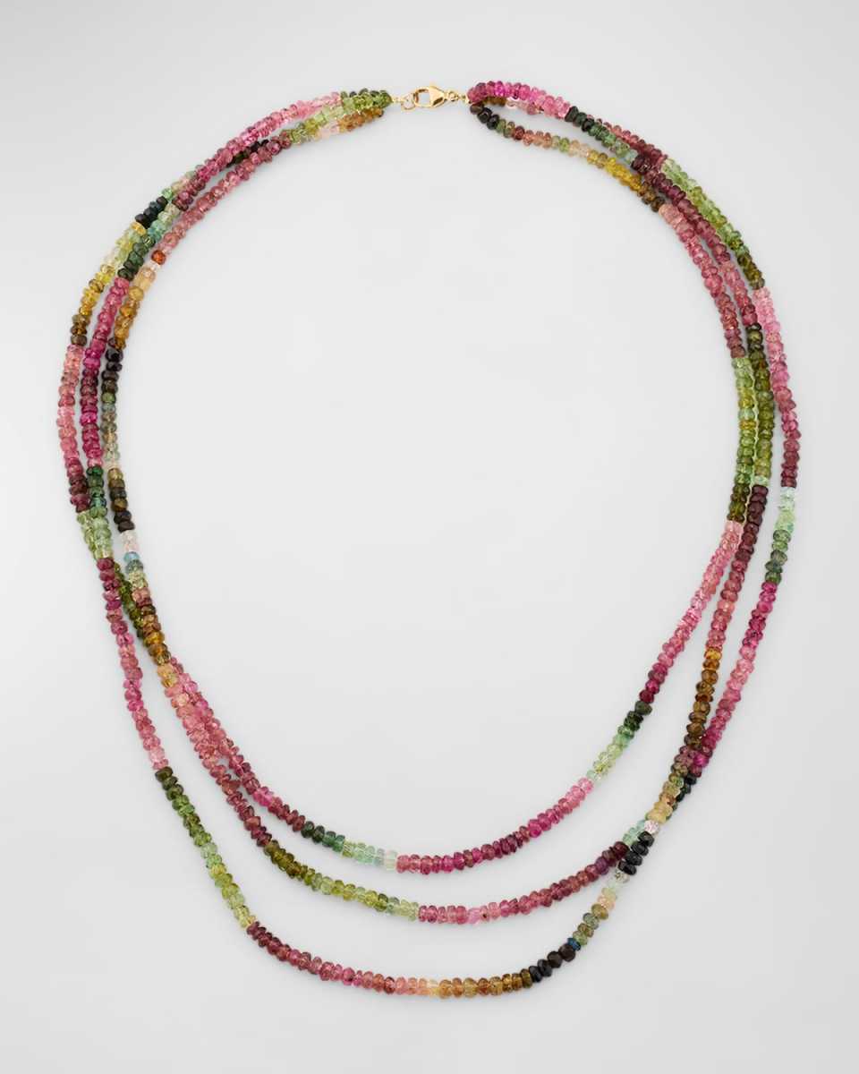 18K Yellow Gold and Tourmaline Triple-Layer Necklace