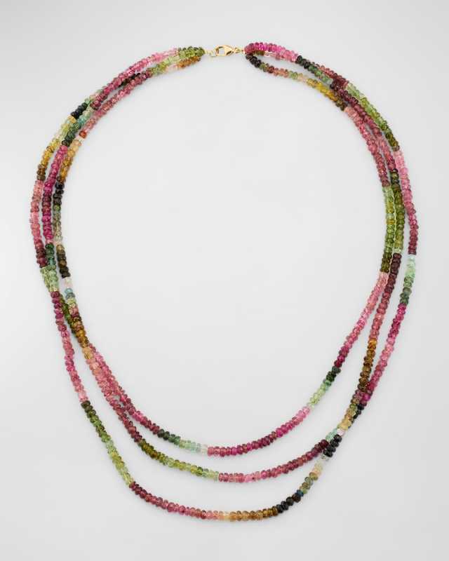 18K Yellow Gold and Tourmaline Triple-Layer Necklace