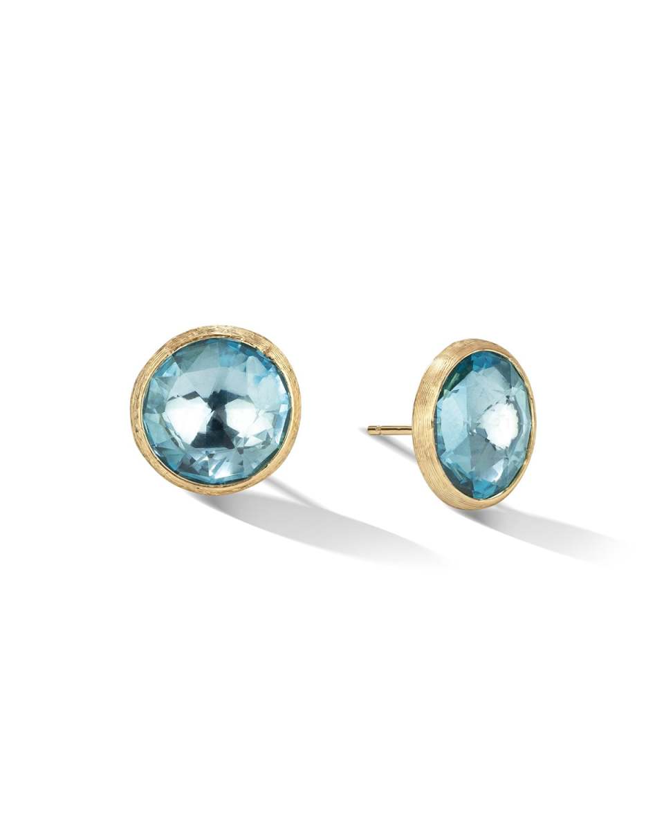 Jaipur 18K Yellow Gold Blue Topaz Large Stud Earrings