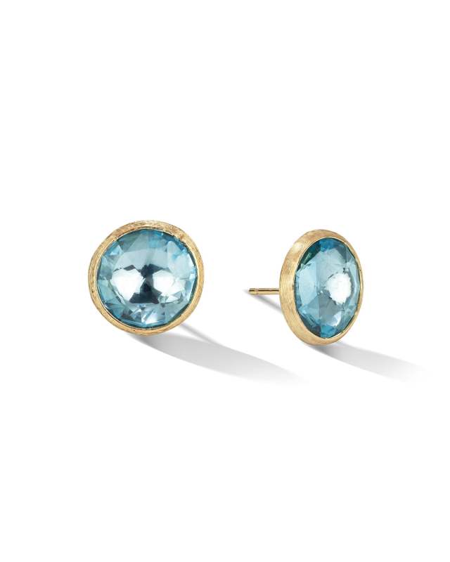 Jaipur 18K Yellow Gold Blue Topaz Large Stud Earrings
