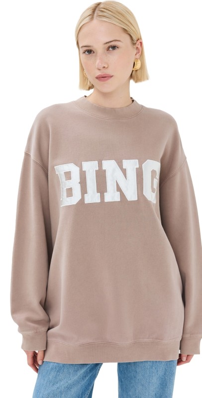 ANINE BING Tyler Satin Bing Sweatshirt Purple