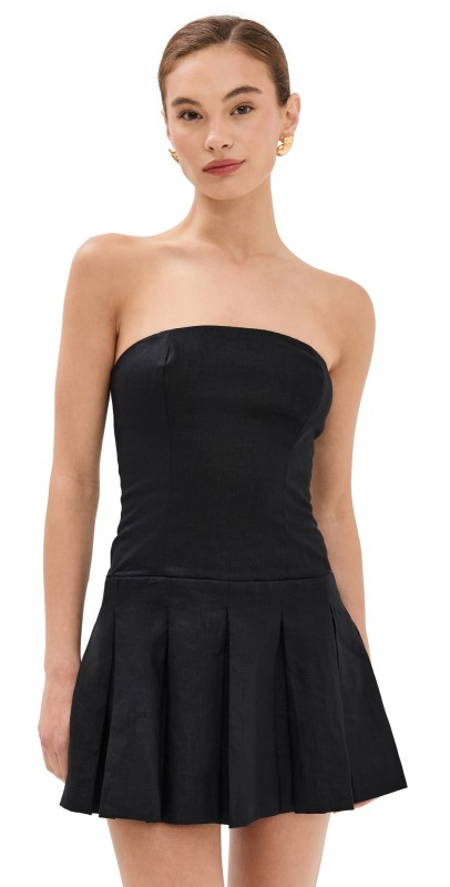 Reformation Isabeli Linen Dress Black