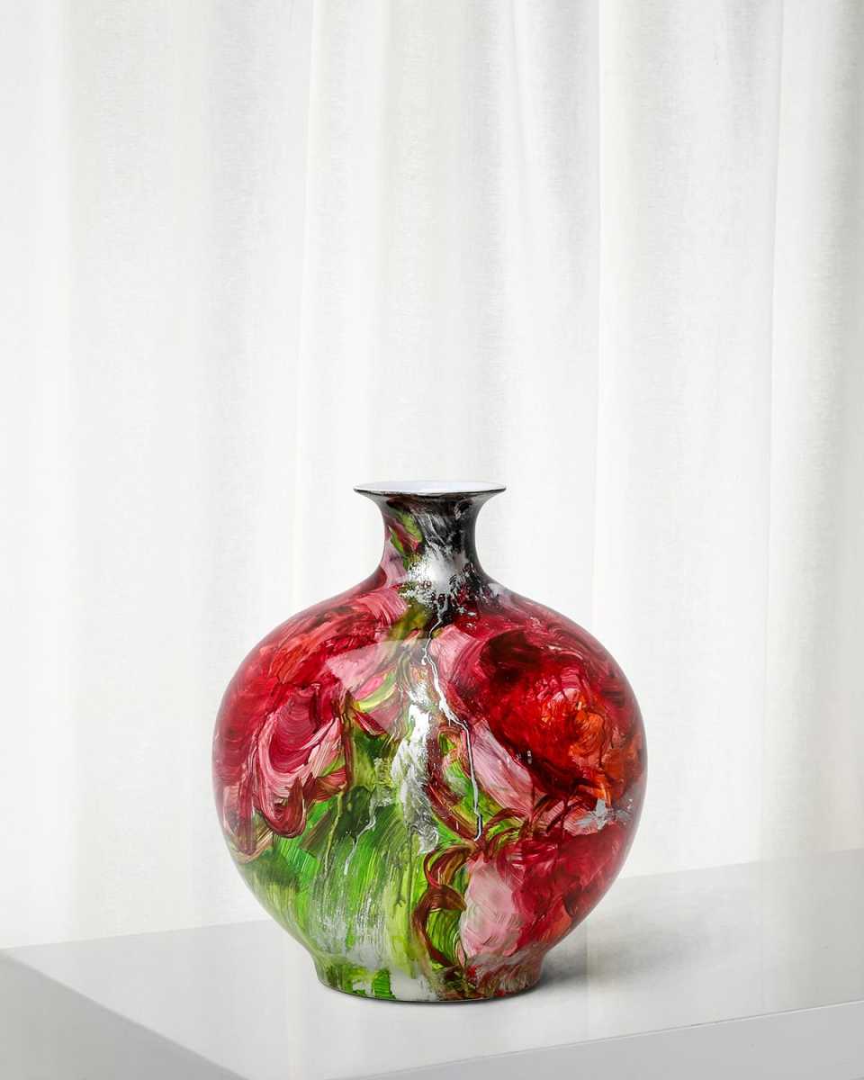 Handpainted Abstract Floral Vase
