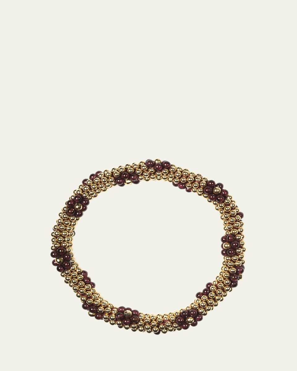 14K Yellow Gold and Garnet Beaded Bracelet