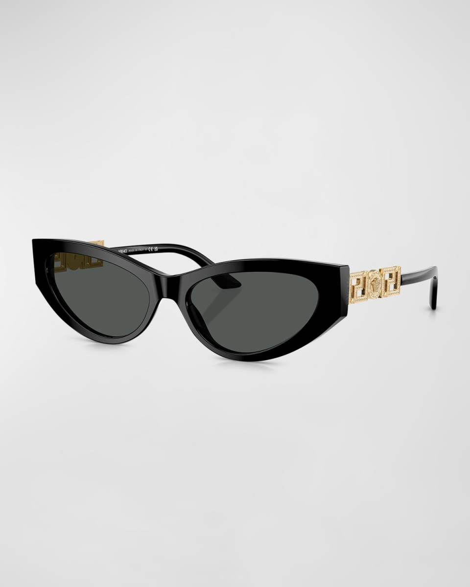 Bright Greca Embellished Cat-Eye Sunglasses