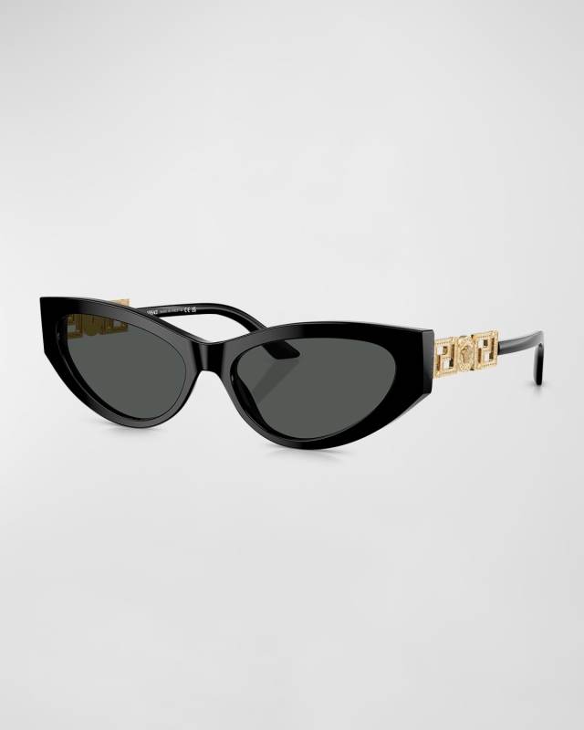 Bright Greca Embellished Cat-Eye Sunglasses