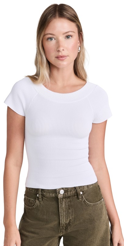 Free People Ribbed Seamless Top White