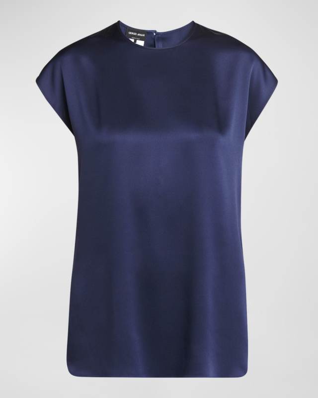 Cap-Sleeve Silk Blouse