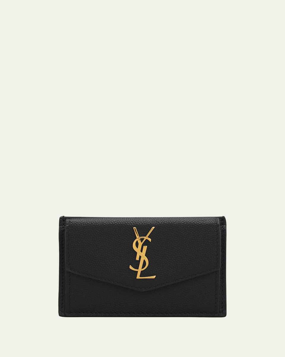 YSL Monogram Flap Card Case in Grained Leather