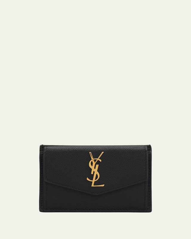 YSL Monogram Flap Card Case in Grained Leather