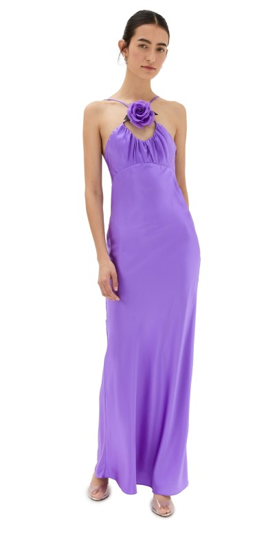 Rodarte Silk Satin Bias Dress Purple