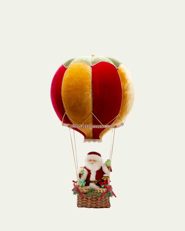 Santa In Hot Air Balloon Holiday Decoration