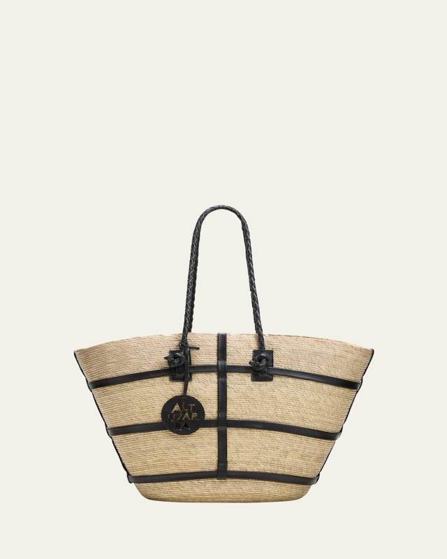 Watermill Caged Straw Tote Bag