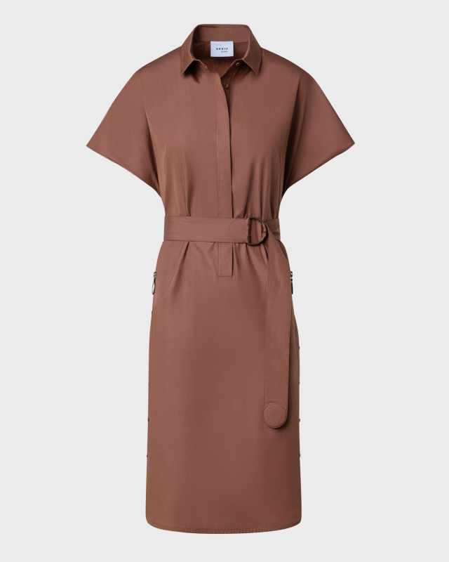 Cotton Poplin Shirtdress with Belted Waist