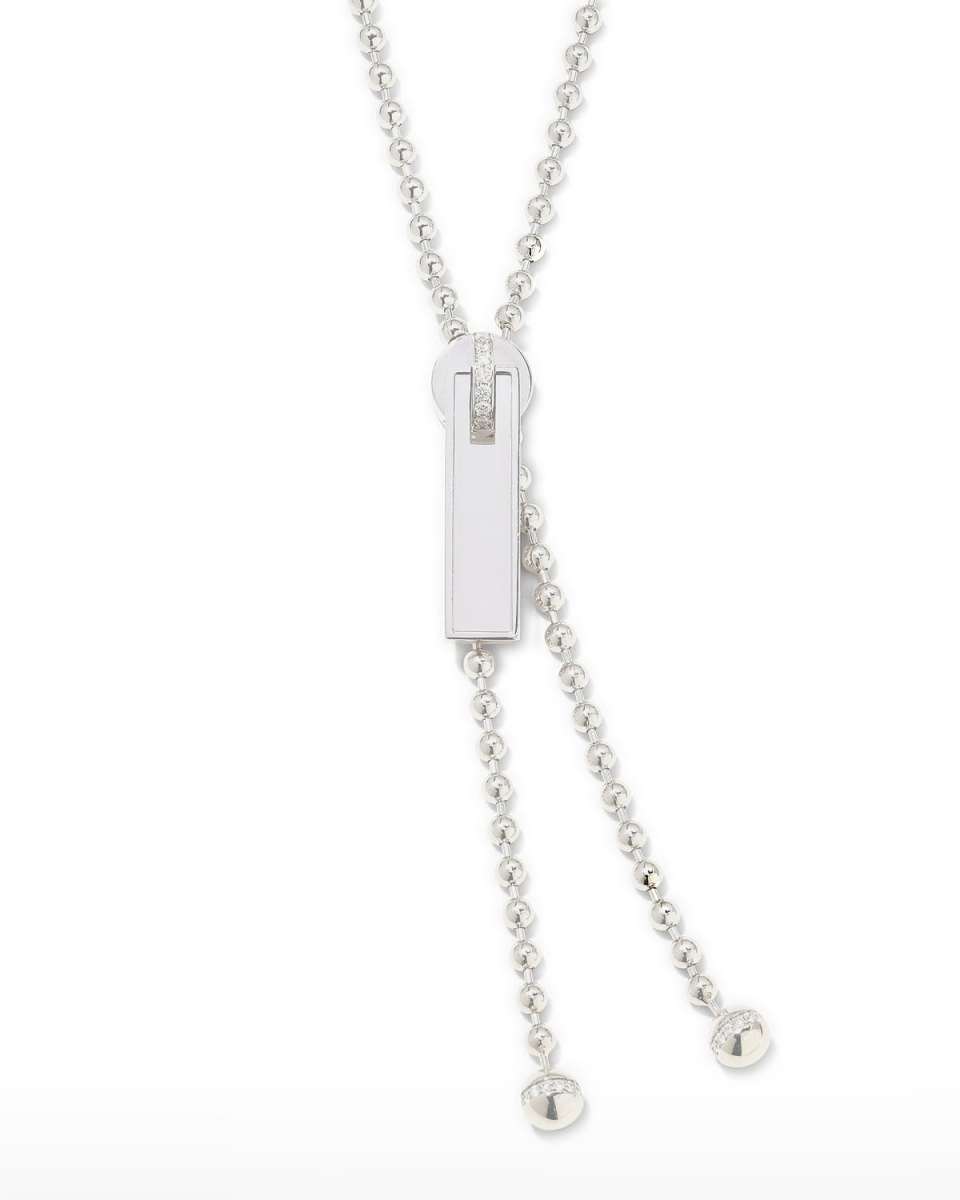 18K White Gold Diamond Zipper Necklace