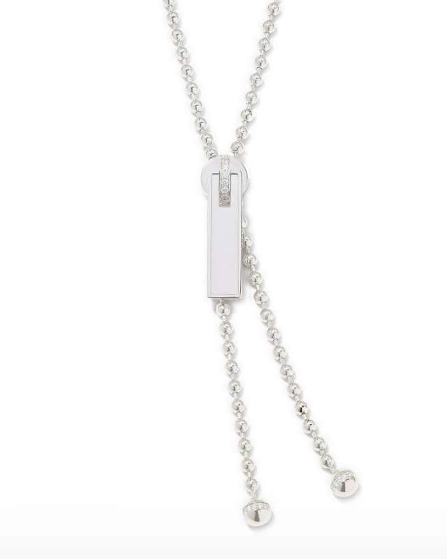 18K White Gold Diamond Zipper Necklace