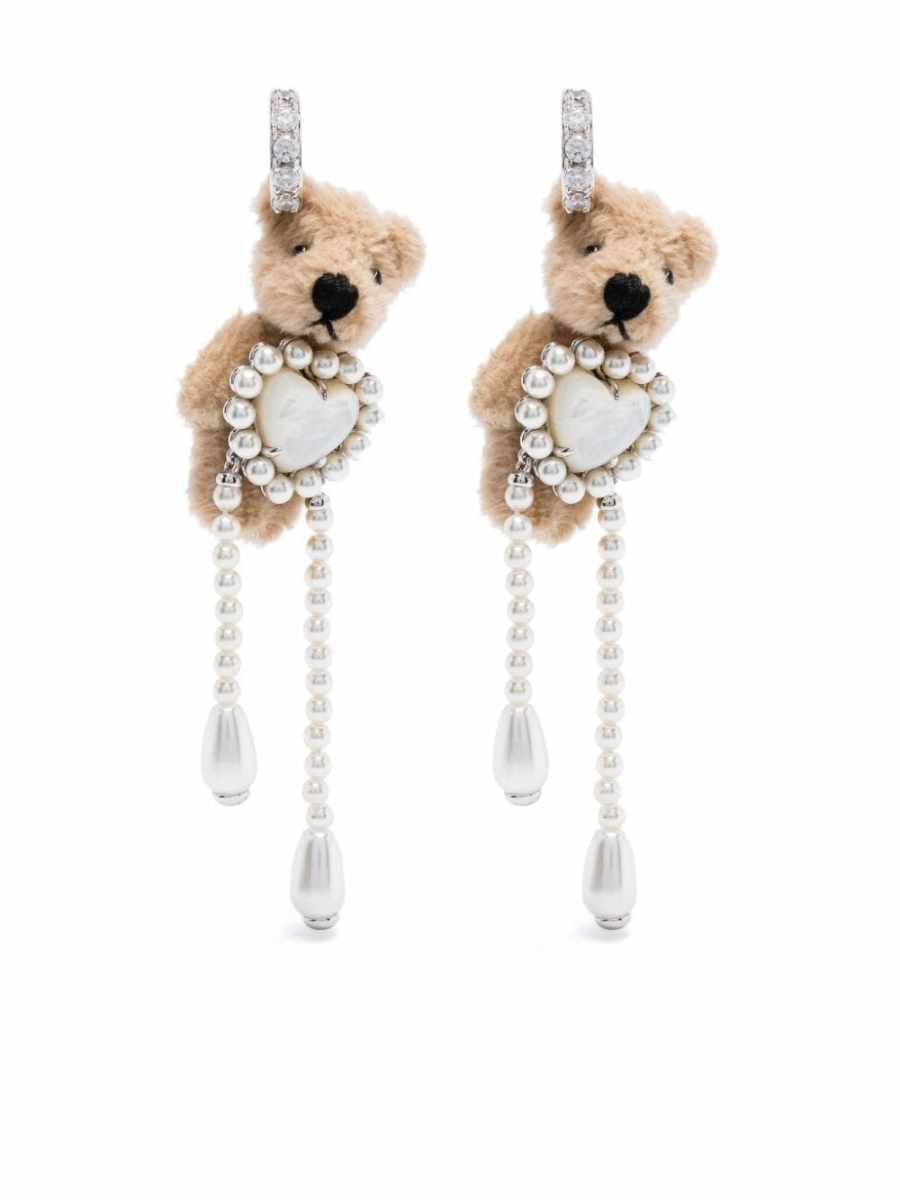 teddy bear-motif earrings