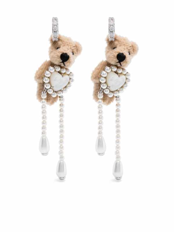 teddy bear-motif earrings