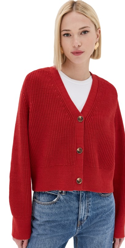 Reformation Jessa Cotton Cardigan Sundried Tomato