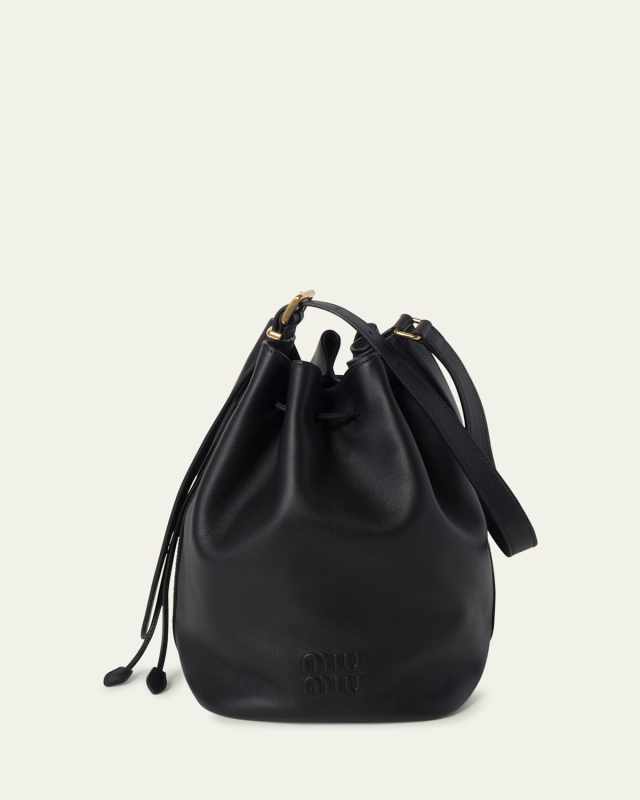 Drawstring Leather Bucket Bag