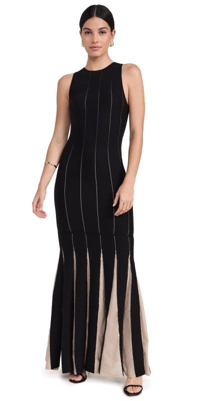 Line & Dot Kelli Pleat Sweater Dress Black and Nude