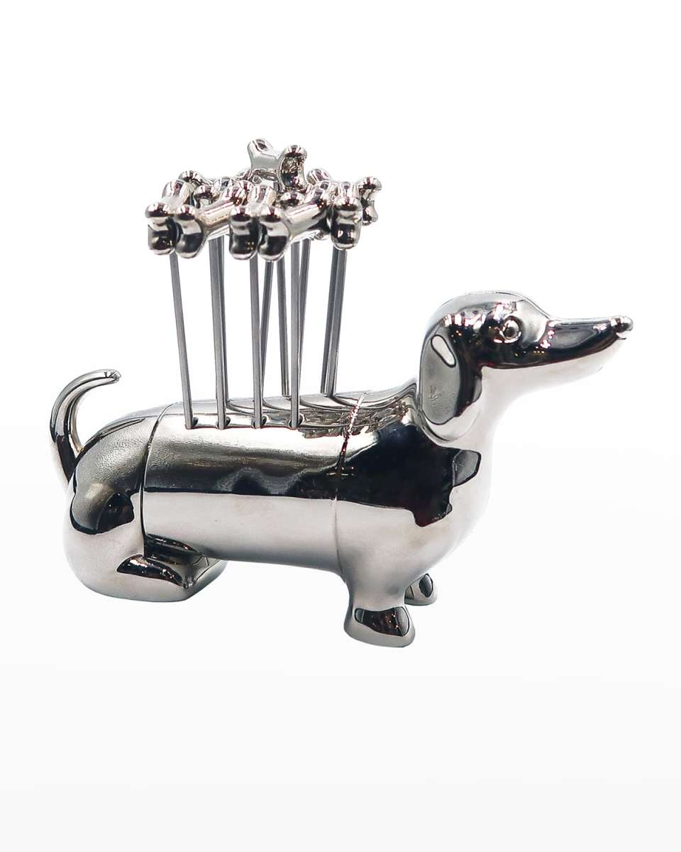 Bone Cocktail Picks with Dachshund Holder