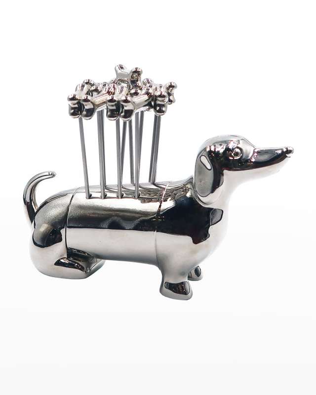Bone Cocktail Picks with Dachshund Holder
