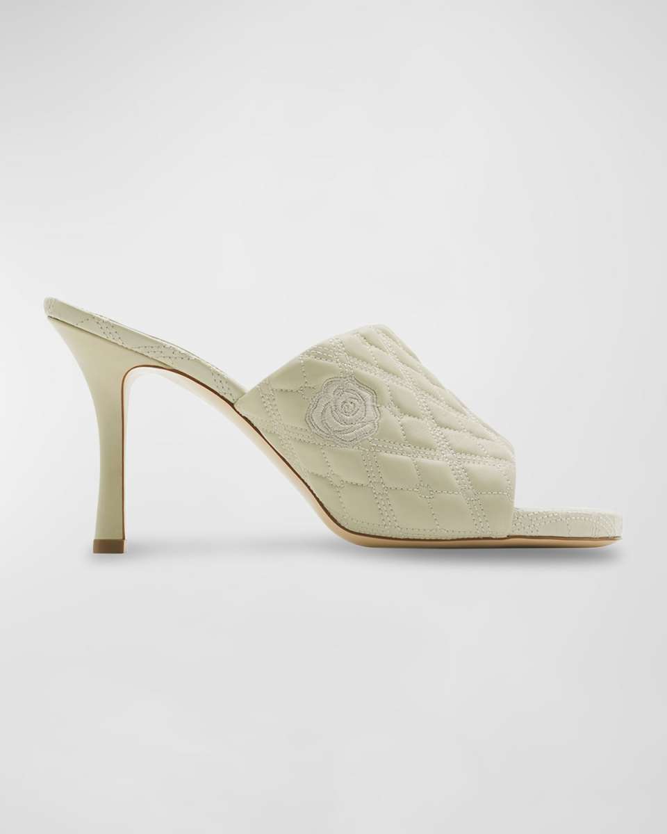 Quilted Leather Flat Slide Sandals