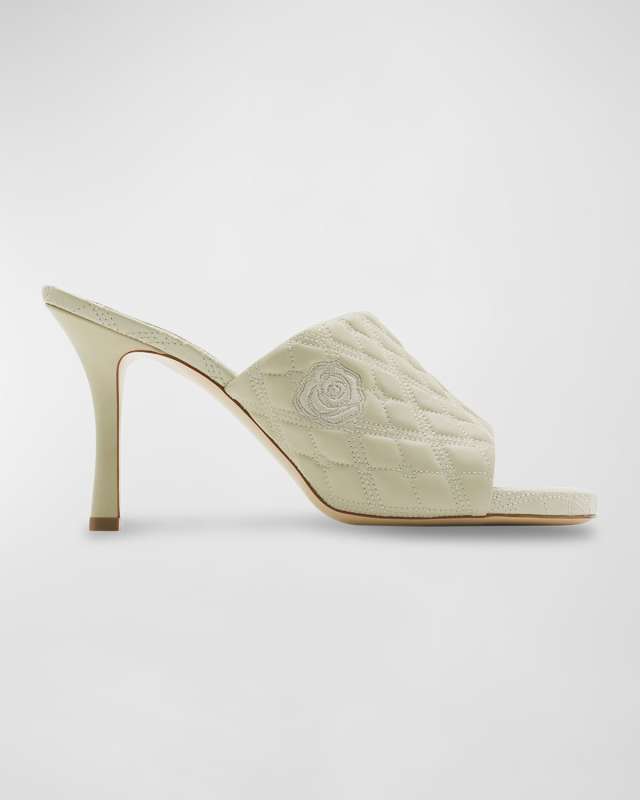 Quilted Leather Flat Slide Sandals