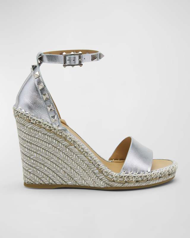 Rockstud Double Espadrille Wedge Sandals