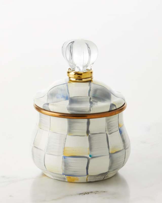 Sterling Check Lidded Sugar Bowl