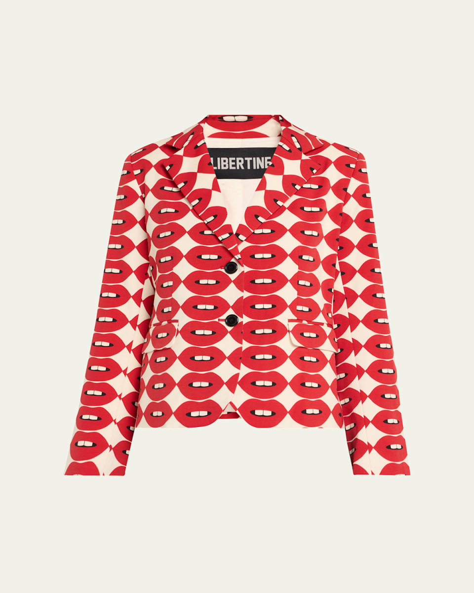 French Kissing In The USA Printed Wool Short Blazer