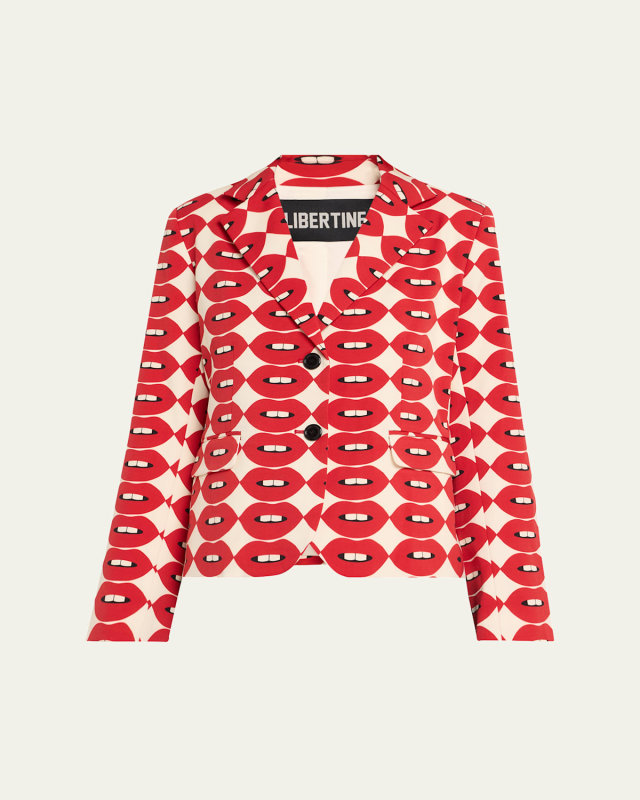 French Kissing In The USA Printed Wool Short Blazer