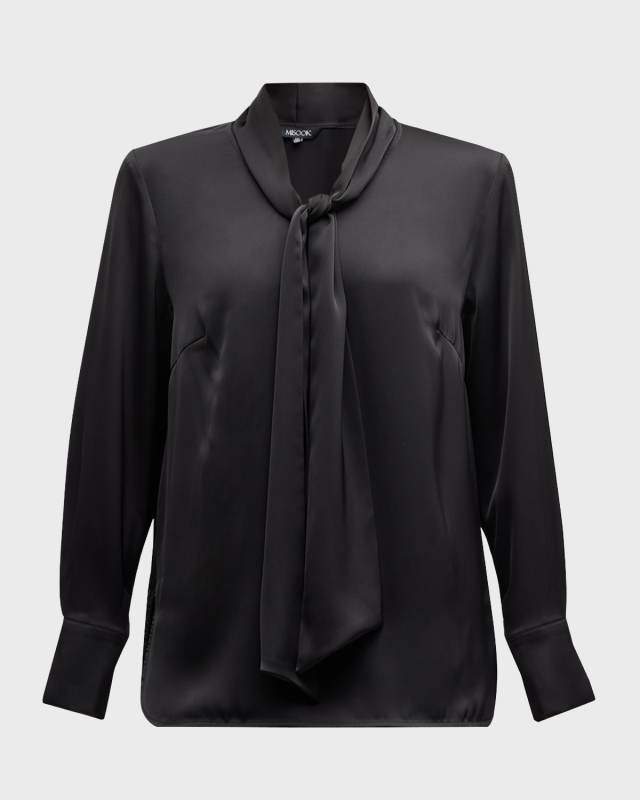 Watercolor Tie-Neck Crepe de Chine Blouse - Heritage Fit