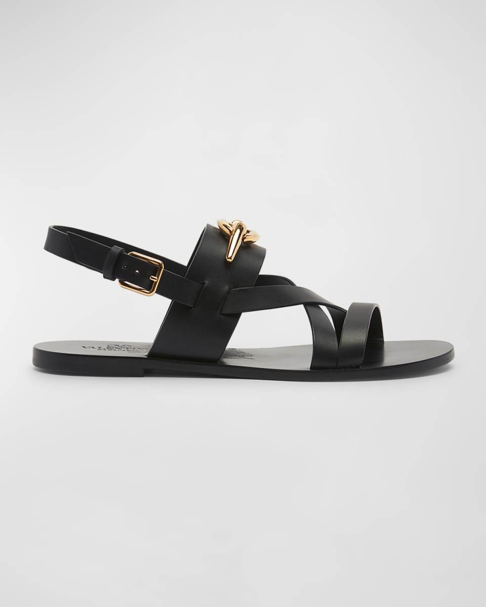 Gate VLogo Leather Slingback Sandals