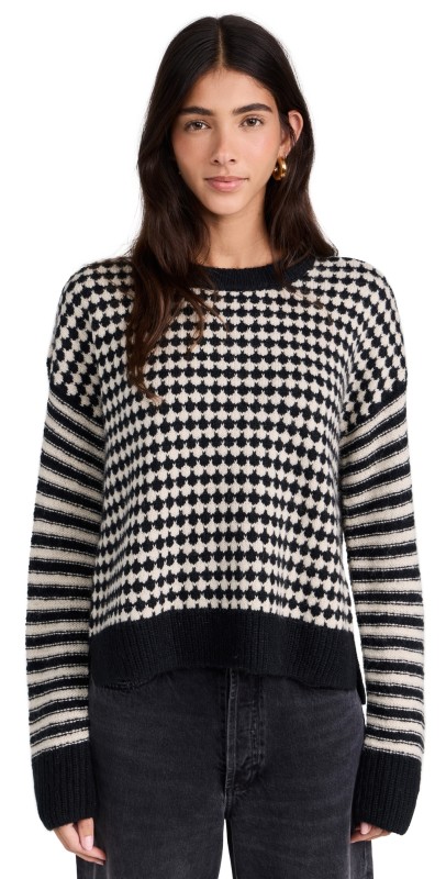 Madewell Stripe Mix Pullover Black Ecru