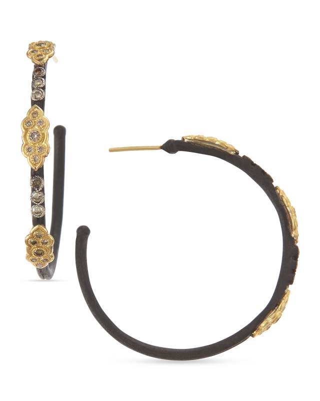 18k Midnight Diamond Scrolls Hoop Earrings
