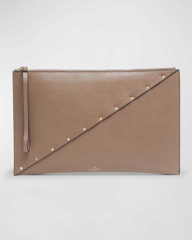 Wispy Large Rockstud Leather Clutch Bag