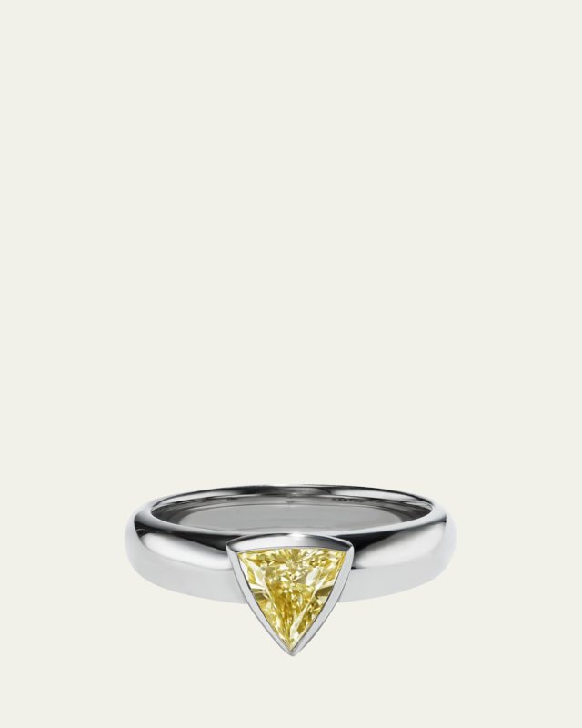 18K White Gold Triangular Brilliant Diamond Ellie Ring, Size